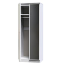 Monroe Ready Assembled Wardrobe with 2 Doors and Mirror - White Matt / White