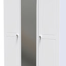 Monroe Ready Assembled Wardrobe with Triple Mirror - White Matt / White
