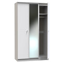 Monroe Ready Assembled Wardrobe with Triple Mirror - White Matt / White