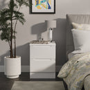 Milan 2 Drawer Bedside in White Gloss & White - Ready Assembled