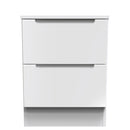 Milan 2 Drawer Bedside in White Gloss & White - Ready Assembled