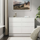 Milan 6 Drawer Chest in White Gloss & White - Ready Assembled