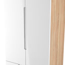 Milan Tall 2 Drawer Double Wardrobe in White Gloss & Bardolino Oak - Ready Assembled