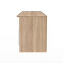 Milan 2 Door 2 Drawer Superwide TV Unit in White Gloss & Bardolino Oak - Ready Assembled