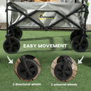 Outsunny Folding Outdoor Storage Trolley Cart Bag Telescopic Handle Brakes Grey