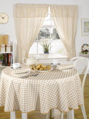 Molly - Gingham Pencil Pleat Curtains With Pelmet Header in Beige