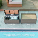 Outsunny Rattan Outdoor Storage Bench with Aluminium Frame, Grey