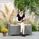 Outsunny Rattan Outdoor Storage Bench with Aluminium Frame, Grey