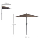 Outsunny 2.7m Metal Frame Garden Furniture Parasol Half Round Umbrella