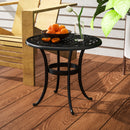 Outsunny 60cm Round Garden Table with Cast Aluminium Frame, Black