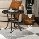 Outsunny 60cm Round Garden Table with Cast Aluminium Frame, Black