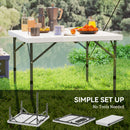 Outsunny 3ft Folding Camping Table with 2 Adjustable Height,