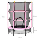 HOMCOM 4.6FT/75 Inch Kids Trampoline With Safety Enclosure, Indoor Outdoor, Pink