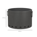 Outsunny 38cm Smokeless Wood Burning Firepit Metal Fire Pit, Dark Grey
