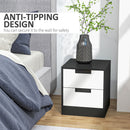 HOMCOM 2 Drawer Bedside Tables Set of 2 with Storage Nightstands for Bedroom