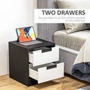 HOMCOM 2 Drawer Bedside Tables Set of 2 with Storage Nightstands for Bedroom
