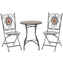 Outsunny 3PCs Garden Set 1 Ceramic Tile Round Table and 2 Foldable Chairs