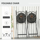 Outsunny 3PCs Garden Set 1 Ceramic Tile Round Table and 2 Foldable Chairs