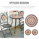 Outsunny 3PCs Garden Set 1 Ceramic Tile Round Table and 2 Foldable Chairs