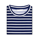 Ladies  Striped Jersey Pyjama Set - Navy