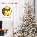 HOMCOM Artificial Christmas Tree with Realistic Snow Branches, LED Lights