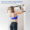 SPORTNOW Pull-Up Bar Doorway Push Up Stand w/ Resistance Bands, Blue