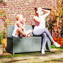 Outsunny Wood Storage Bench for Patio, Outdoor Garden Seating, Brown