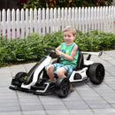 HOMCOM 24V White Electric Go Kart For Kids With Adjustable Seat
