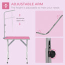 PawHut Foldable Dog Grooming Table Adjustable Arm 81x49x80 cm