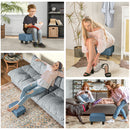 HOMCOM Chic Linen Fabric Grey Footstool Ottoman Cube With 4 Plastic Legs