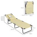Outsunny Folding Sun Lounger Set of 2 Reclining Chair with Reading Hole
