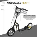 HOMCOM Kids Stunt Scooter With 12 Inch Rubber Wheels Adjustable Handlebar Black