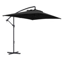 Outsunny 3 m Cantilever Parasol with Cross Base, Crank Handle, 6 Ribs, Black