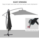 Outsunny 3 m Cantilever Parasol with Cross Base, Crank Handle, 6 Ribs, Black