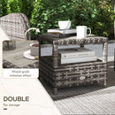 Outsunny 3 Pieces Rattan Bistro Set with Cushions for Outdoor, Brown
