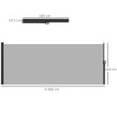 Outsunny Side Awning Retractable, Privacy Screen, 400x160cm