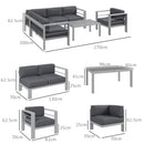 Outsunny 5 PCs Garden Sofa Set w/ Cushions, Aluminium Furniture Sets, Grey