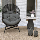 Outsunny Standing Rattan Garden Egg Chair with Headrest, Charcoal Grey