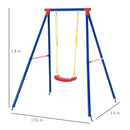 Outsunny Metal Children's Garden Swing  3-8 Years Old Blue