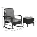 Outsunny Rattan Bistro Set Balcony Furniture with Rocking Chairs, Black