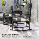 Outsunny Rattan Bistro Set Balcony Furniture with Rocking Chairs, Black