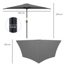Outsunny 3(m) Half Round Parasol Garden Sun Umbrella w/ Crank Dark Grey