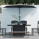 Outsunny 3(m) Half Round Parasol Garden Sun Umbrella w/ Crank Dark Grey