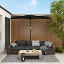 Outsunny 3(m) Half Round Parasol Garden Sun Umbrella w/ Crank Dark Grey