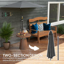 Outsunny 3(m) Half Round Parasol Garden Sun Umbrella w/ Crank Dark Grey