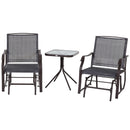 Outsunny Glider Rocking Chair & Table Set - Grey