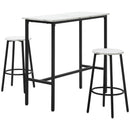 HOMCOM 3 Piece White Bar Table Set For 2 With Stools Steel Frame Footrest