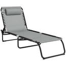 Outsunny Folding Beach Chair Chaise Lounge 4 Adjustable Positions