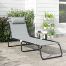 Outsunny Folding Beach Chair Chaise Lounge 4 Adjustable Positions