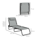 Outsunny Folding Beach Chair Chaise Lounge 4 Adjustable Positions